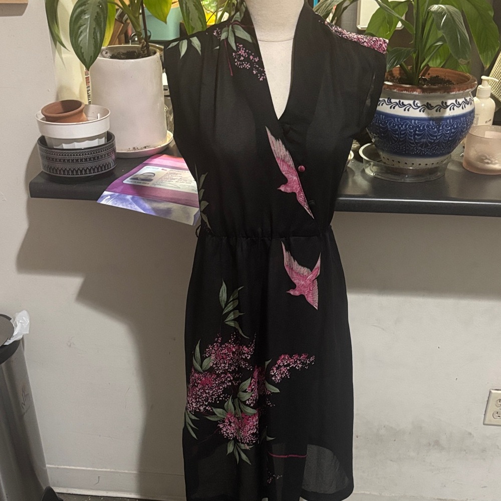 Vintage Black Sheer dress with Floral Design